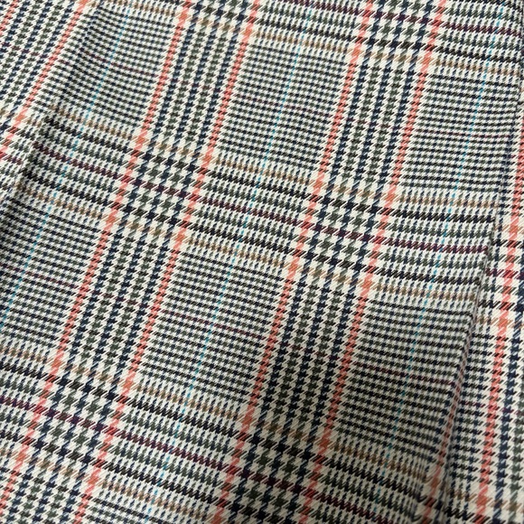 LAUREN Ralph Lauren 22% Wool Pleated A-Line Houndstooth Plaid Skirt Neutral - Picture 4 of 6
